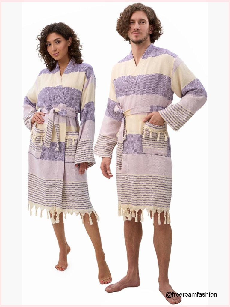 100% Turkish Cotton Bathrobe S-Xxl - Unisex Robe With Pockets